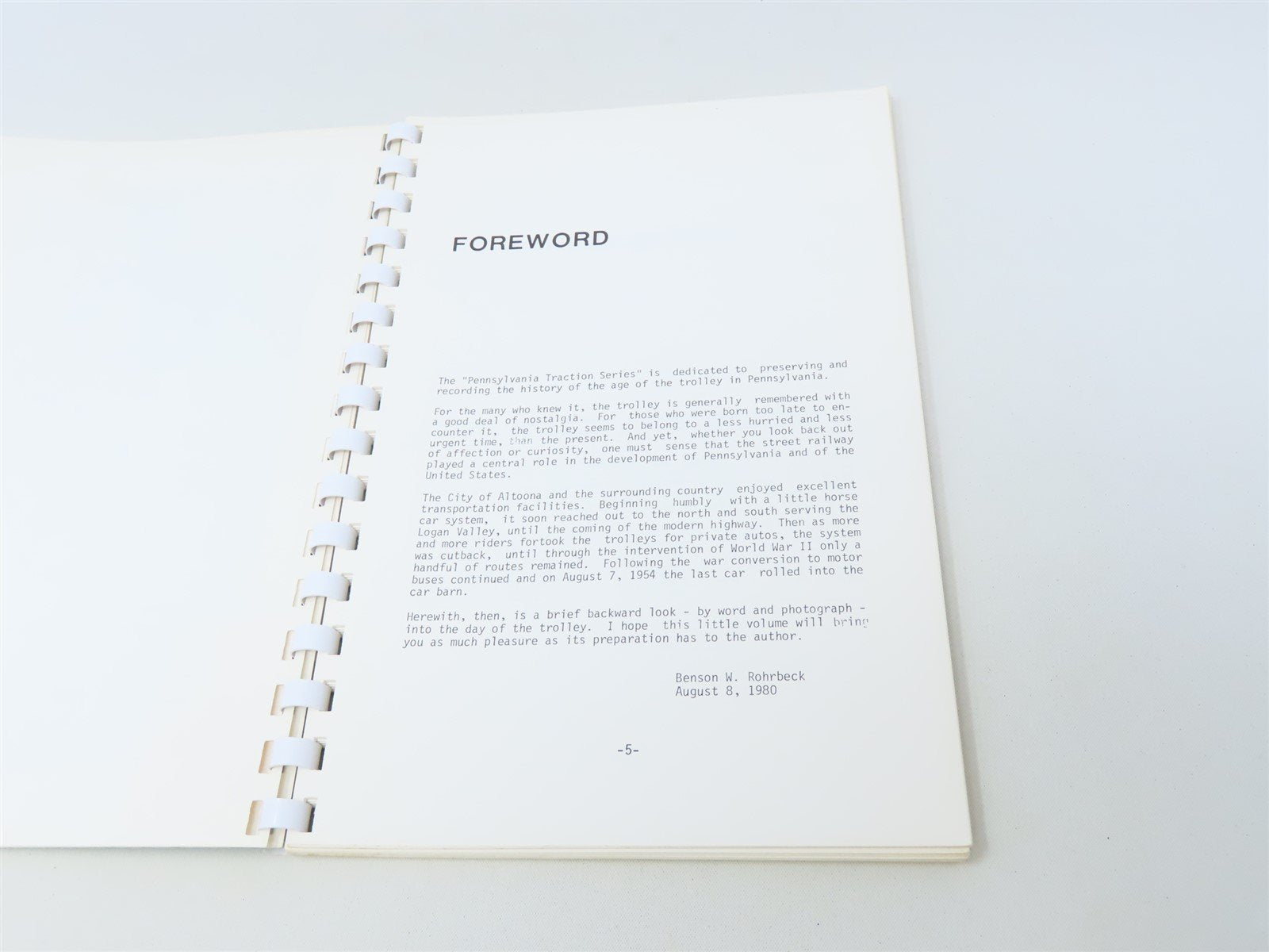 Altoona's Trolleys by Benson W Rohrbeck ©1980 SC Book