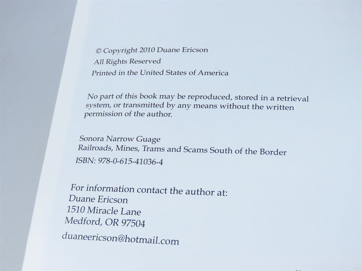 Sonora Narrow Gauge by Duane Ericson ©2010 SC Book-Signed