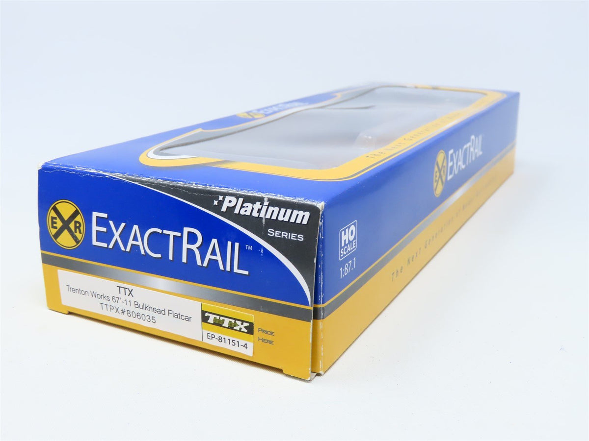 HO ExactRail Platinum Series #EP-81151-4 TTPX TTX Bulkhead Flat Car #806035