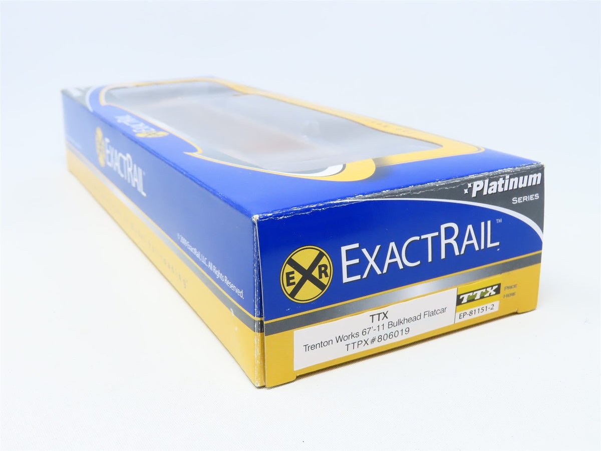HO ExactRail Platinum Series #EP-81151-2 TTPX TTX Bulkhead Flat Car #806019