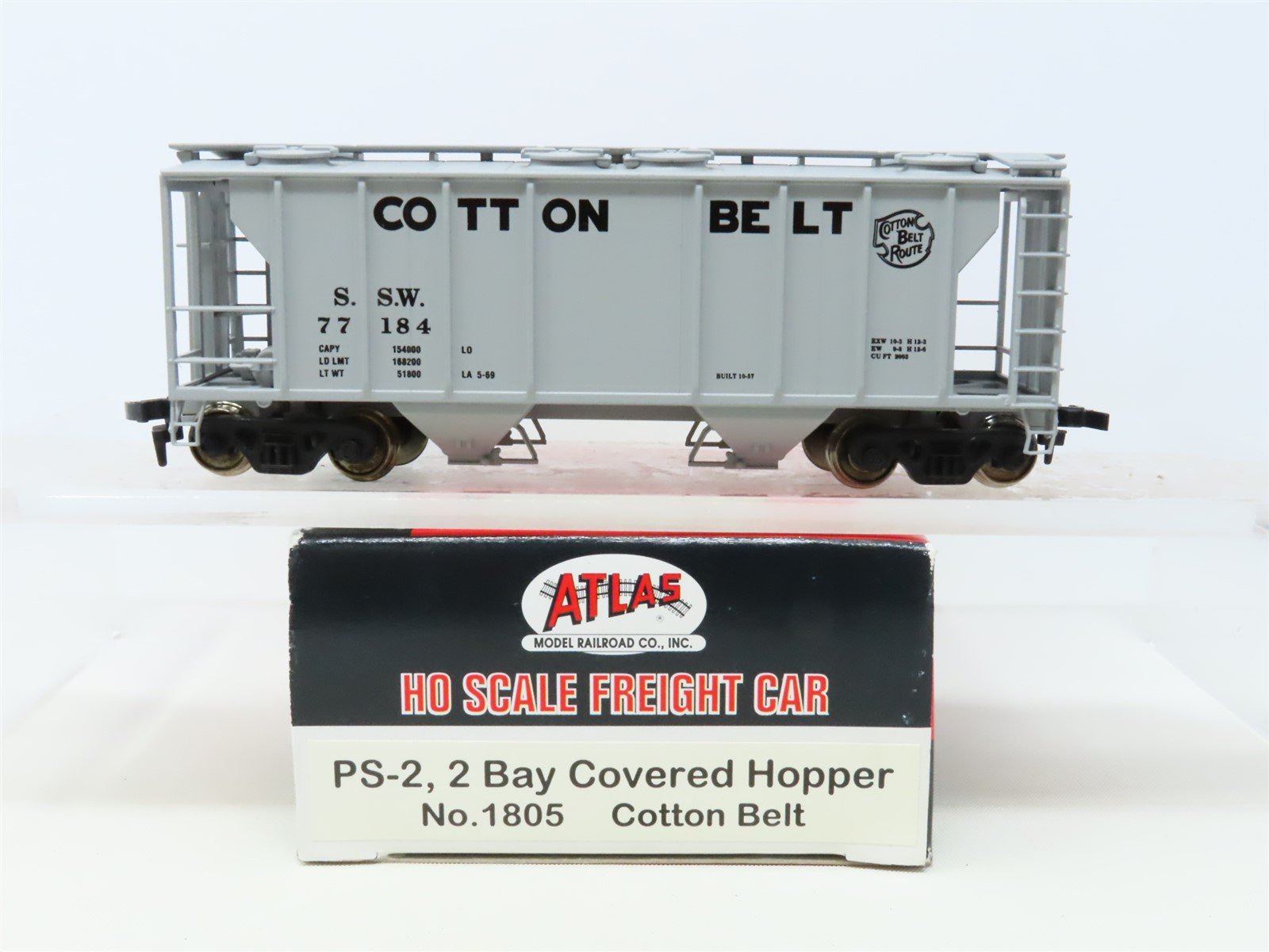 HO Scale Atlas 1805 SSW Cotton Belt Route PS-2 2-Bay Covered Hopper #77184