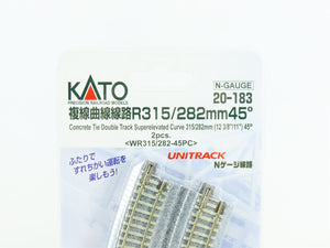 N Kato Unitrack #20-183 Concrete Tie Double Track Superelevated Curve (2 Pcs.)