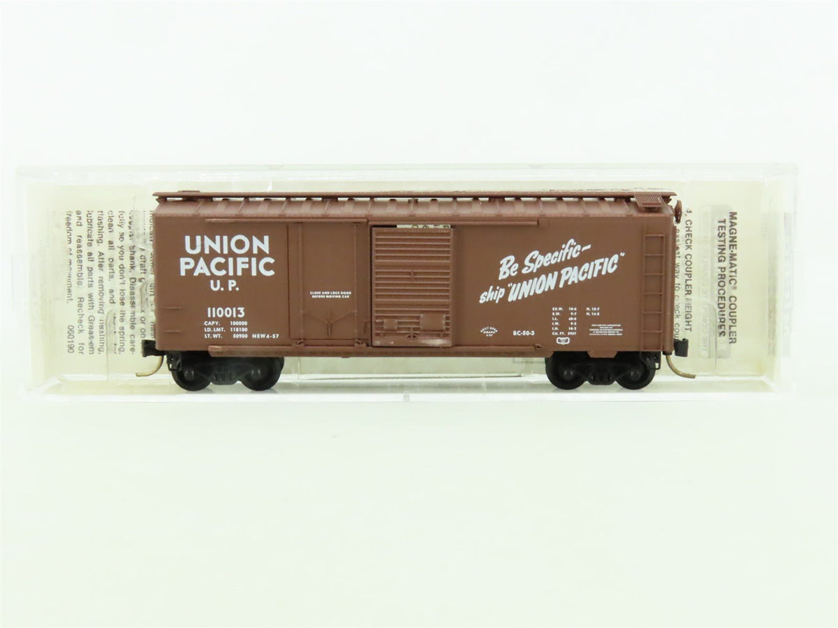 N Micro-Trains MTL 22030 UP Union Pacific &quot;Be Specific&quot; 40&#39; Box Car #110013