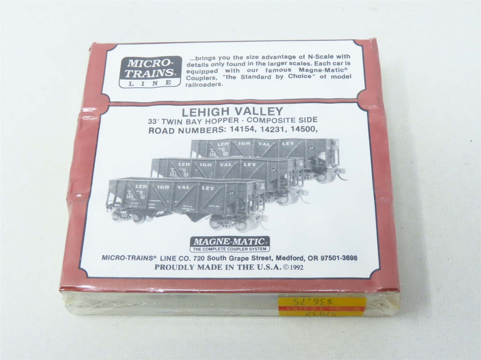 N Scale Micro-Trains MTL #57032 LV Lehigh Valley 2-Bay Open Hopper 3-Pk.- Sealed