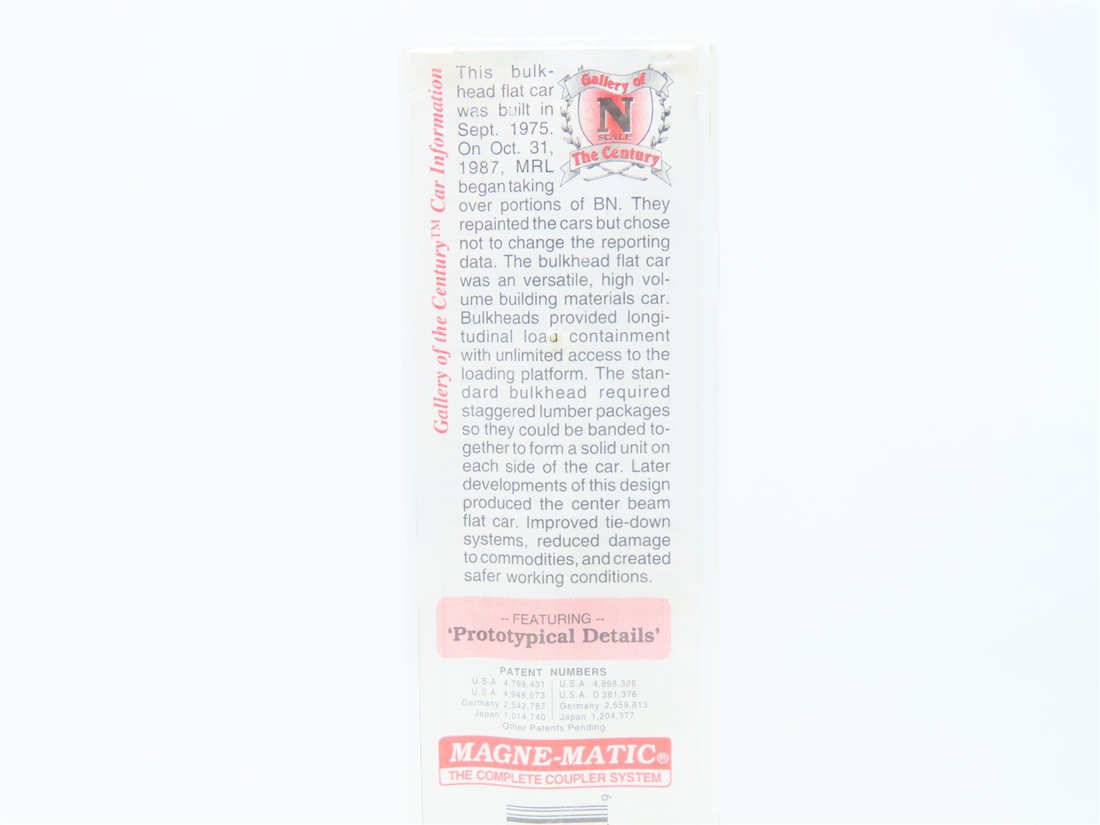 N Scale Micro-Trains MTL #54110 MRL Montana Rail Link Bulkhead Flat Car #62020