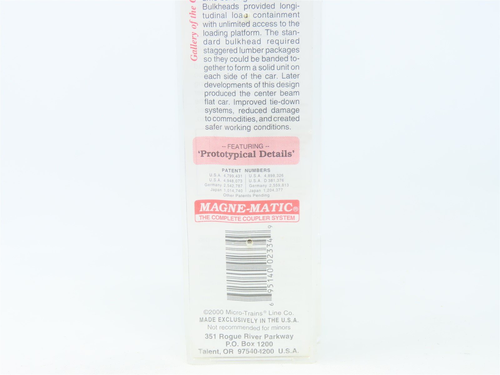 N Scale Micro-Trains MTL #54110 MRL Montana Rail Link Bulkhead Flat Car #62020