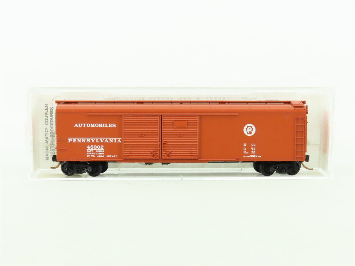 N Micro-Trains MTL 79010 PRR Pennsylvania 50&#39; Wagon Top Auto Box Car #48302