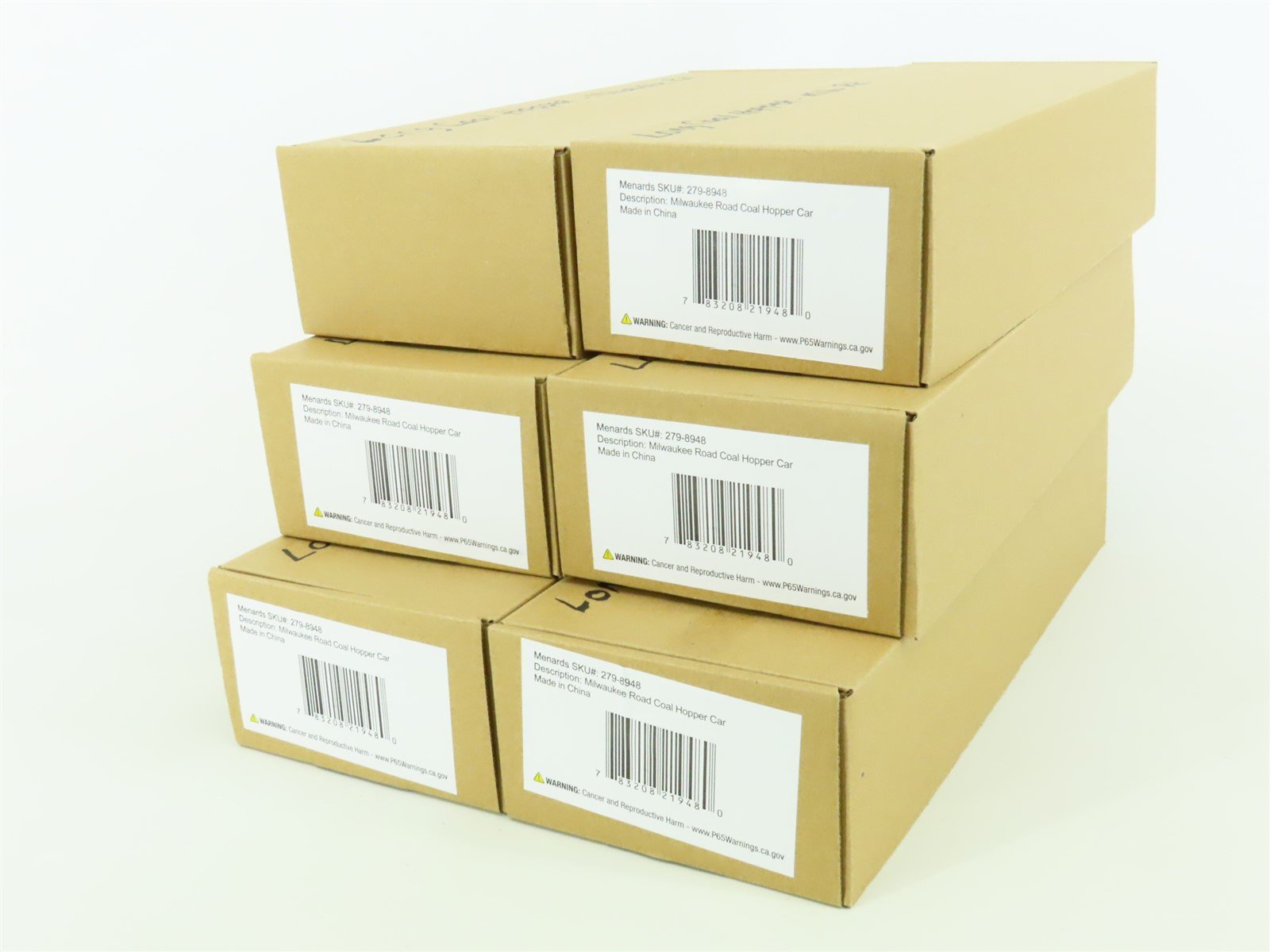 O Gauge 3-Rail Menards 279-8949 MILW Milwaukee Road 4-Bay Hoppers w/Load 6-Pack