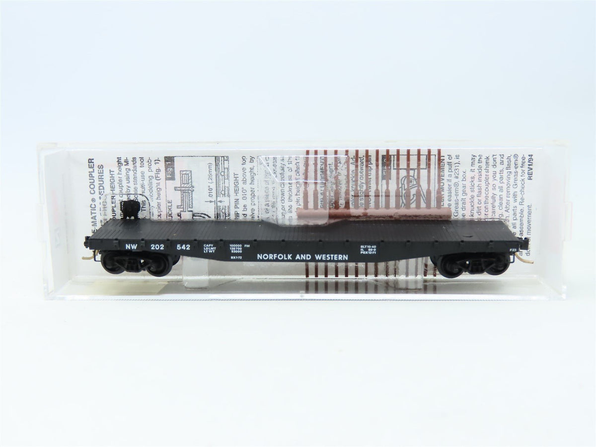 N Scale Micro-Trains MTL #45020 N&amp;W Norfolk &amp; Western 50&#39; Flat Car #202542