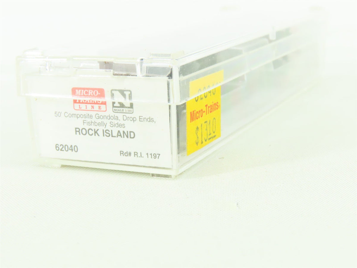 N Micro-Trains MTL 62040 RI Rock Island 50&#39; Drop End Composite Gondola #1197