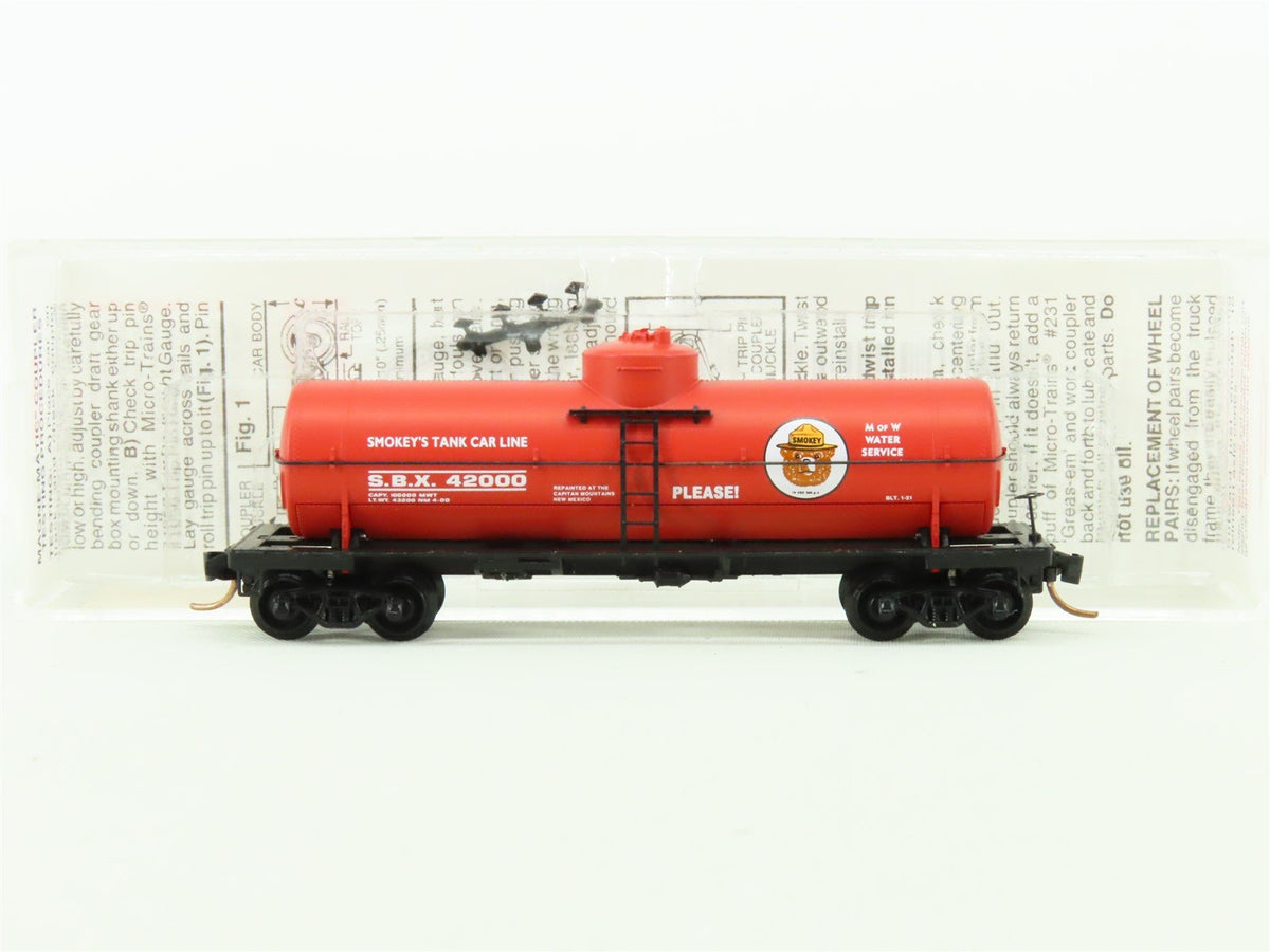 N Micro-Trains MTL 65460 SBX Smokey Bear MofW 39&#39; Single Dome Tank Car #42000