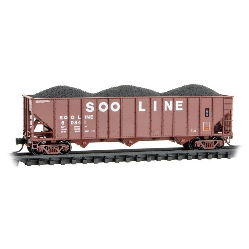 N Scale Micro-Trains MTL 10800560 SOO LINE 3-Bay Ribbed Hopper #60841 w/ Load