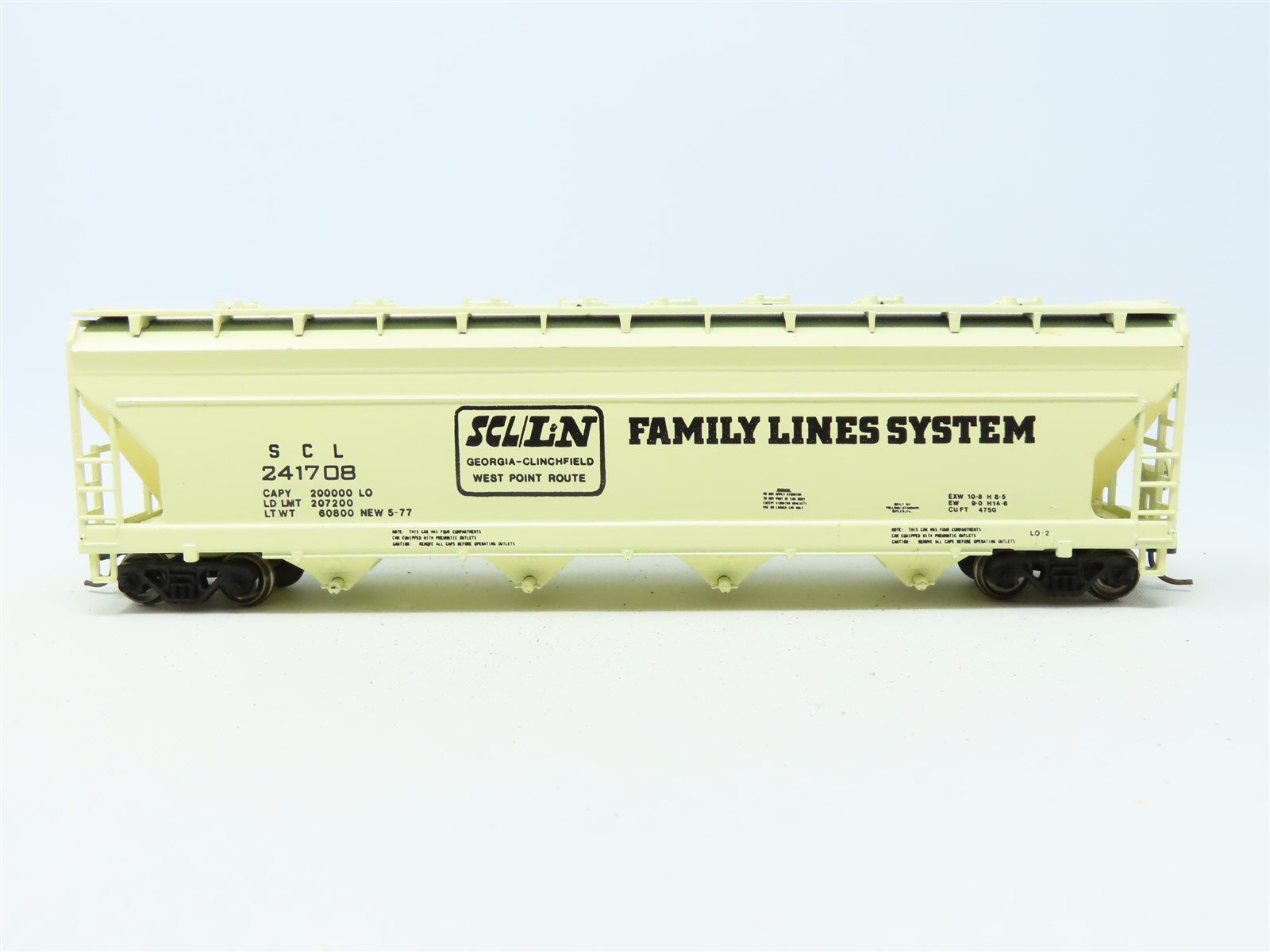 HO Athearn SCL L&N Family Lines 55' Center Flow 4-Bay Hopper #241708 Upgraded