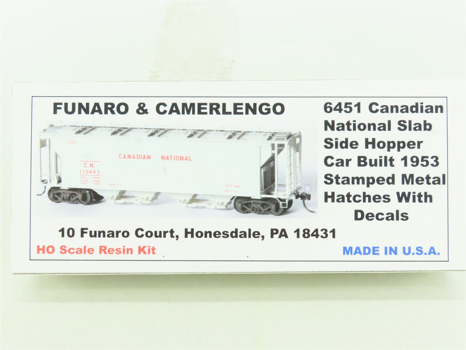 HO Funaro & Camerlengo Kit #6451 CN Canadian National 4-Bay Hopper w/ Decals