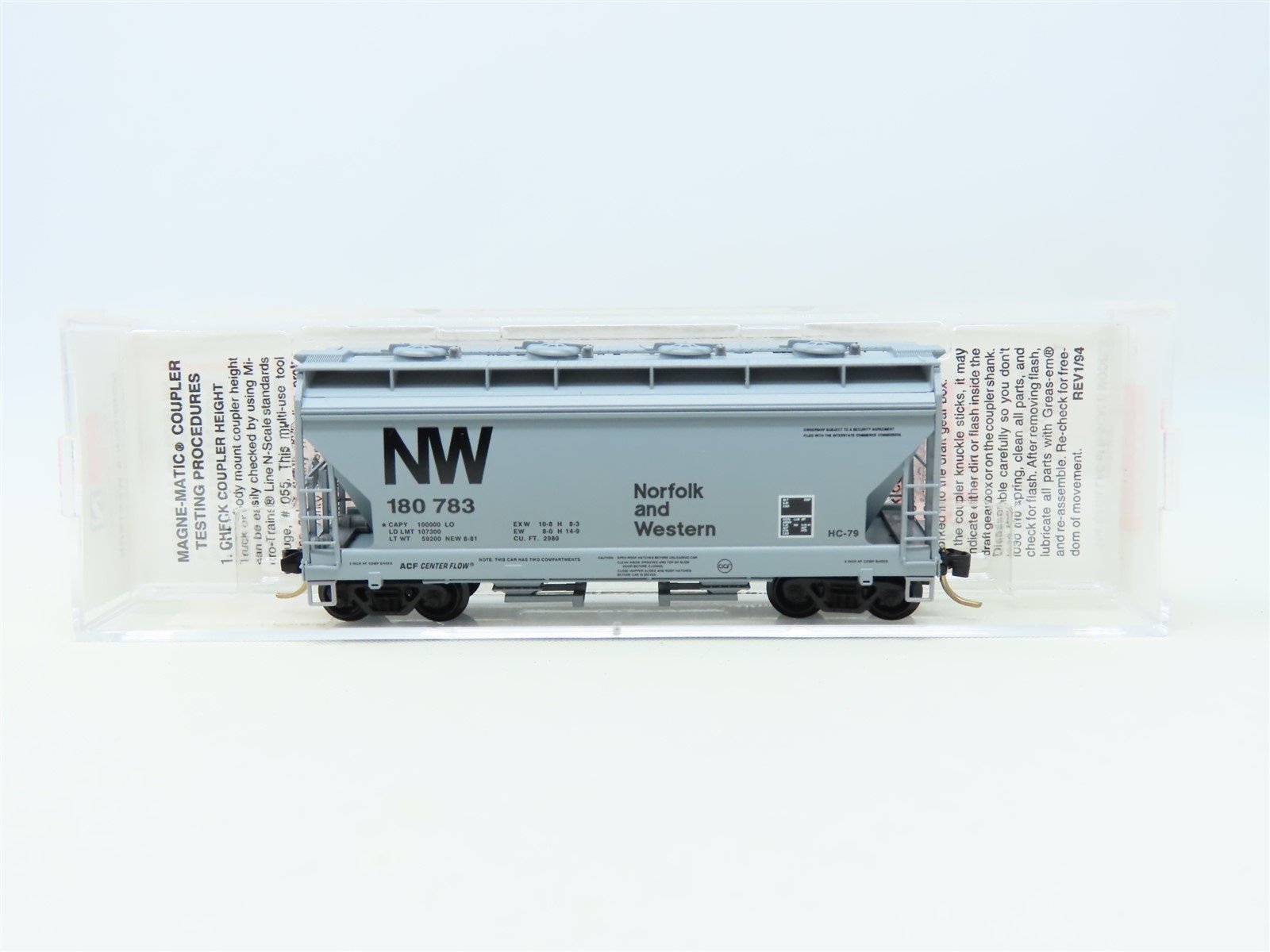 N Scale Micro-Trains MTL 92050 NW Norfolk & Western ACF 2-Bay Hopper #180783