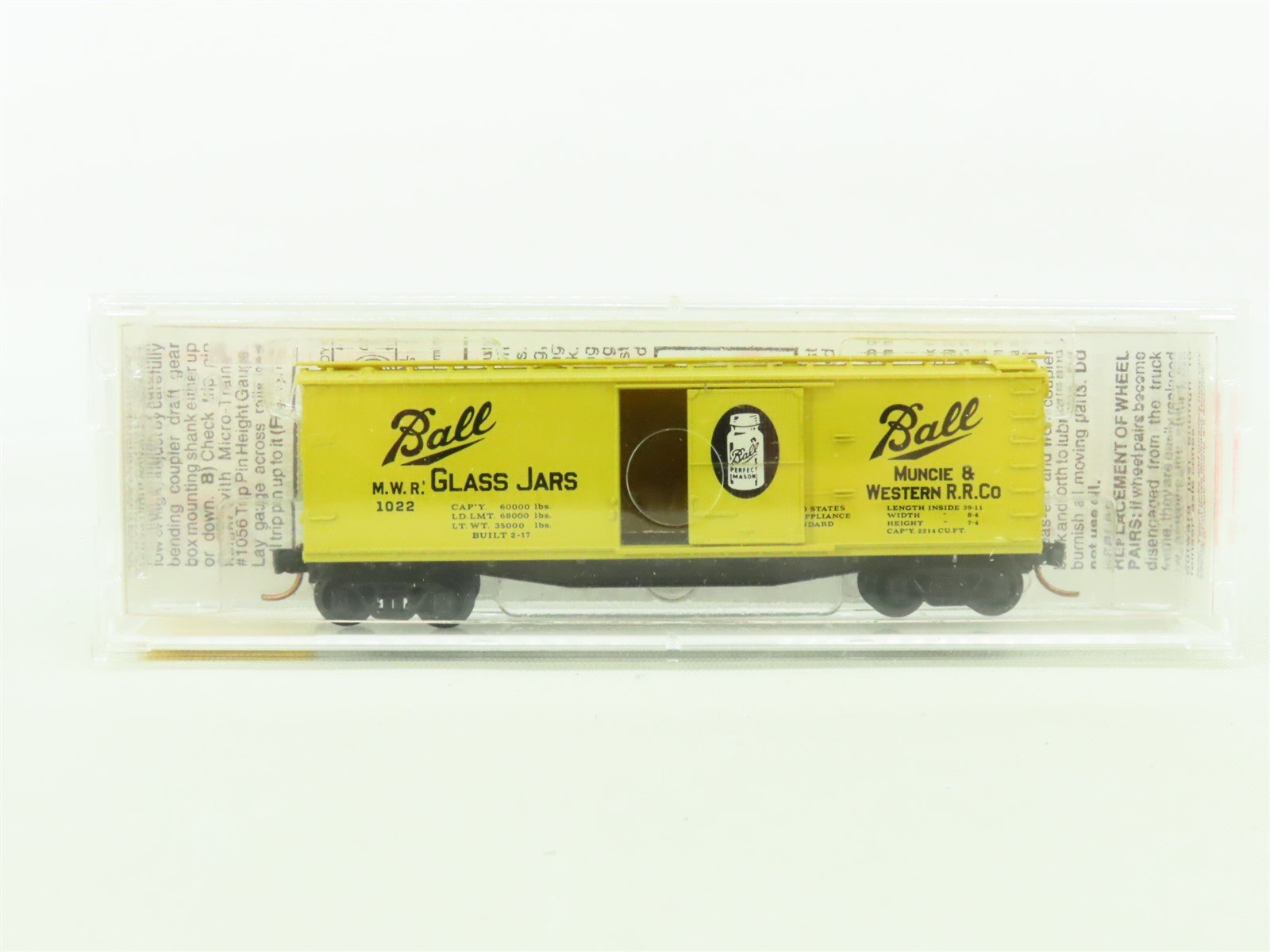 N Micro-Trains MTL #42030 MWR Muncie & Western Ball Glass Jars 40' Box Car #1022