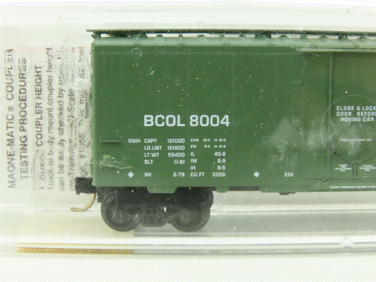 N Micro-Trains MTL #21230 BCOL British Columbia 40&#39; Plug Door Box Car #8004