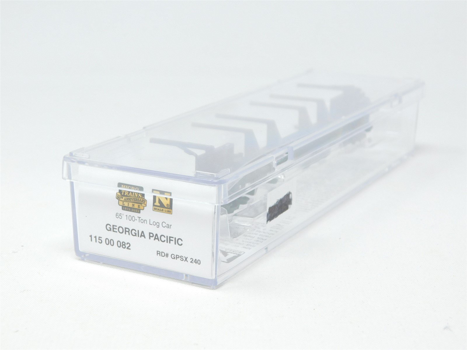 N Scale Micro-Trains MTL 11500082 GPSX Georgia Pacific 65' 100-Ton Log Car #240