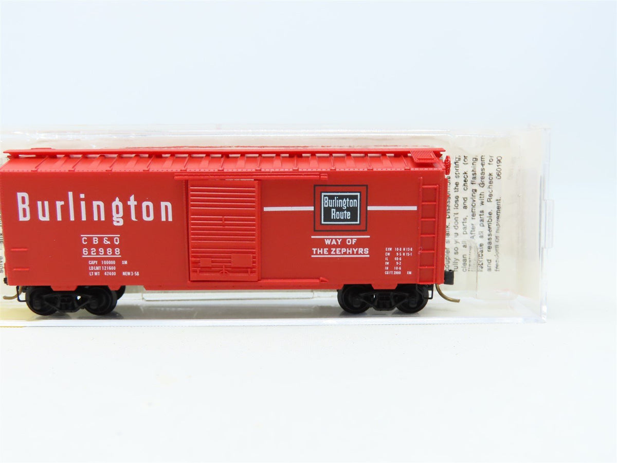 N Scale Micro-Trains MTL 20170 CB&amp;Q Burlington Route 40&#39; Box Car #62988