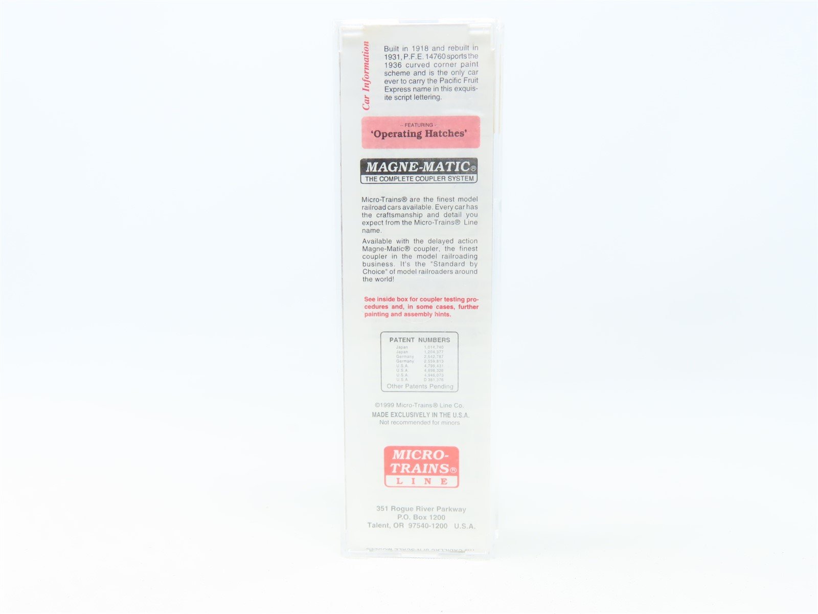 N Scale Micro-Trains MTL 49500 PFE Pacific Fruit Express 40' Wood Reefer #14760