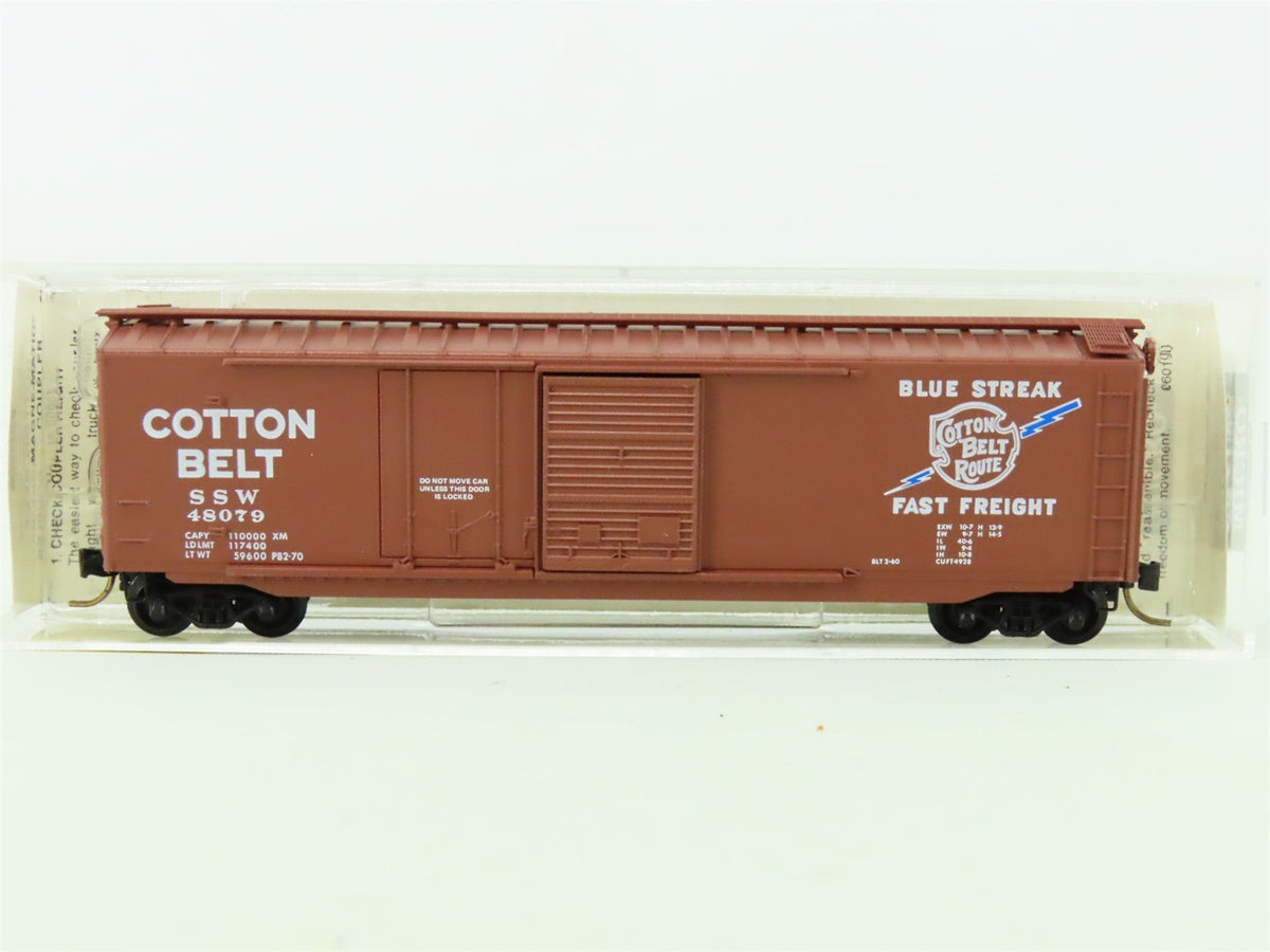 N Scale Micro-Trains MTL #33060 SSW Cotton Belt &quot;Blue Streak&quot; 50&#39; Box Car #48079
