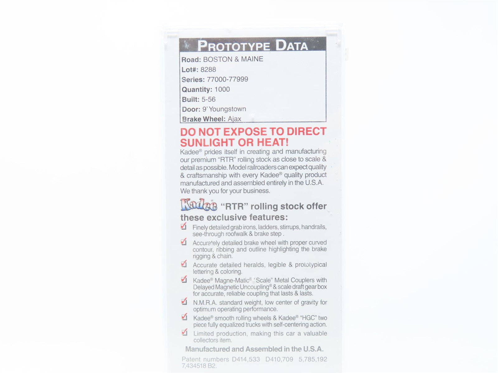 HO Scale Kadee 6025 BM Boston & Maine 50' PS-1 Single Door Box Car #77064