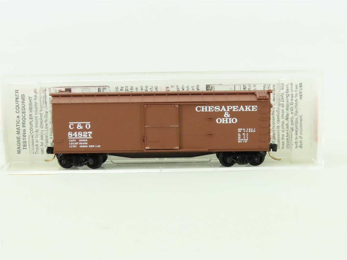 N Scale Micro-Trains MTL #39170 C&amp;O Chesapeake &amp; Ohio 40&#39; Wood Box Car #84827