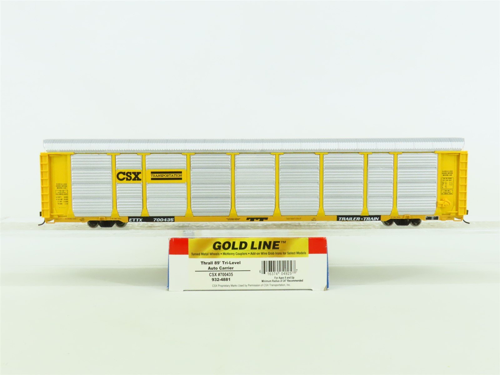 HO Walthers Gold Line 932-4881 ETTX CSX Thrall 89' Tri-Level Auto Carrier 700435