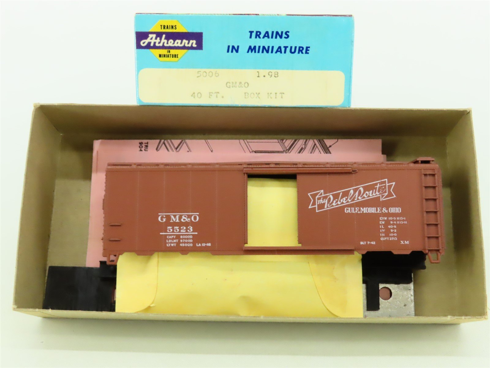 HO Athearn Kit #5006 GM&O Gulf Mobile & Ohio "Rebel Route" 40' Box Car #5523