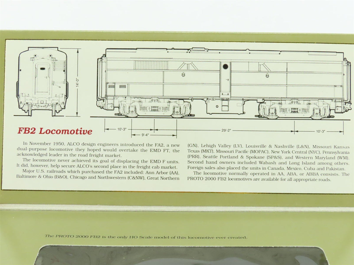 HO Scale Proto 2000 8393 Undecorated ALCO FB2 Diesel Locomotive - Bad Gears