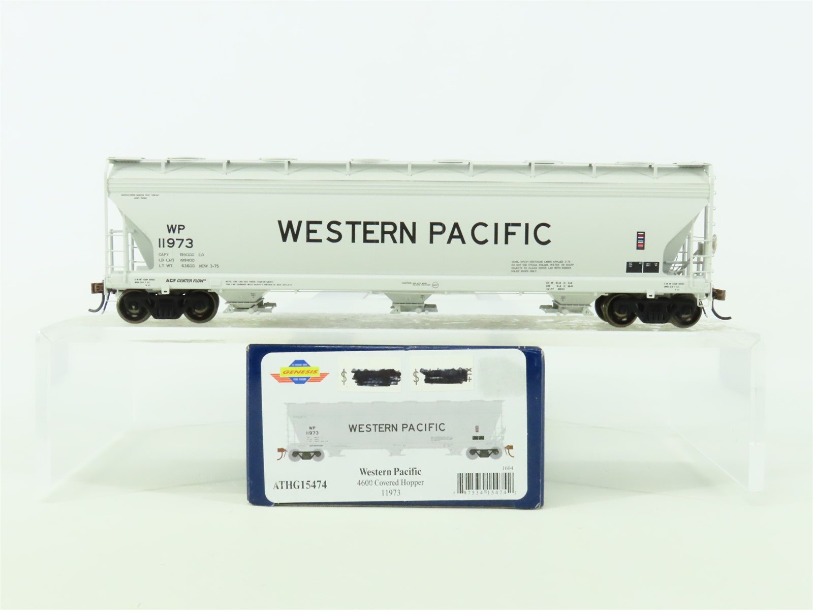 HO Athearn Genesis #ATHG15474 WP Western Pacific 3-Bay Covered Hopper #11973