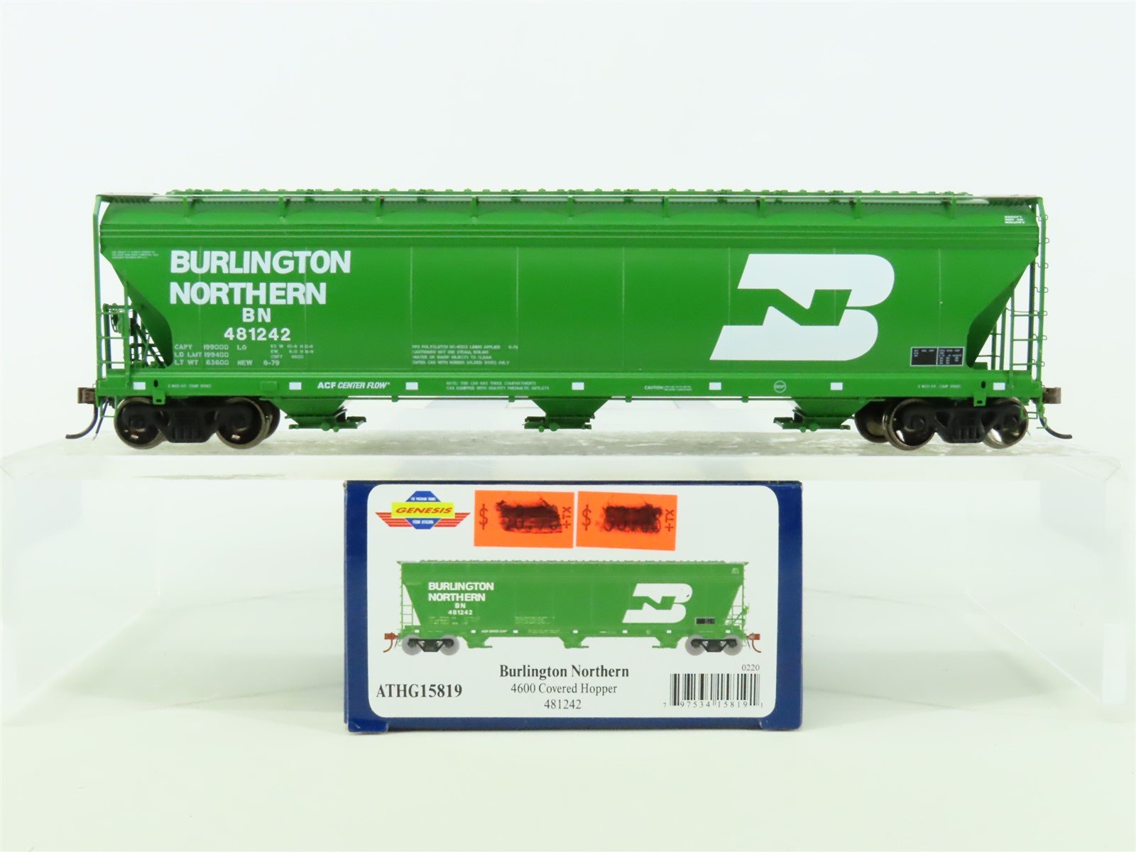 HO Athearn Genesis ATHG15819 BN Burlington Northern 3-Bay Covered Hopper #481242