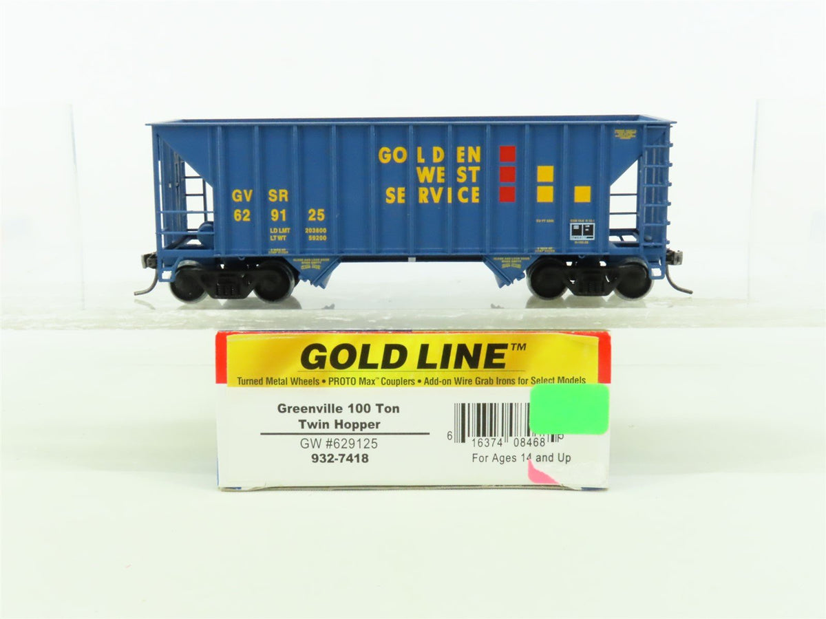 HO Scale Walthers Gold Line 932-7418 GVSR Golden West 2-Bay Open Hopper #629125