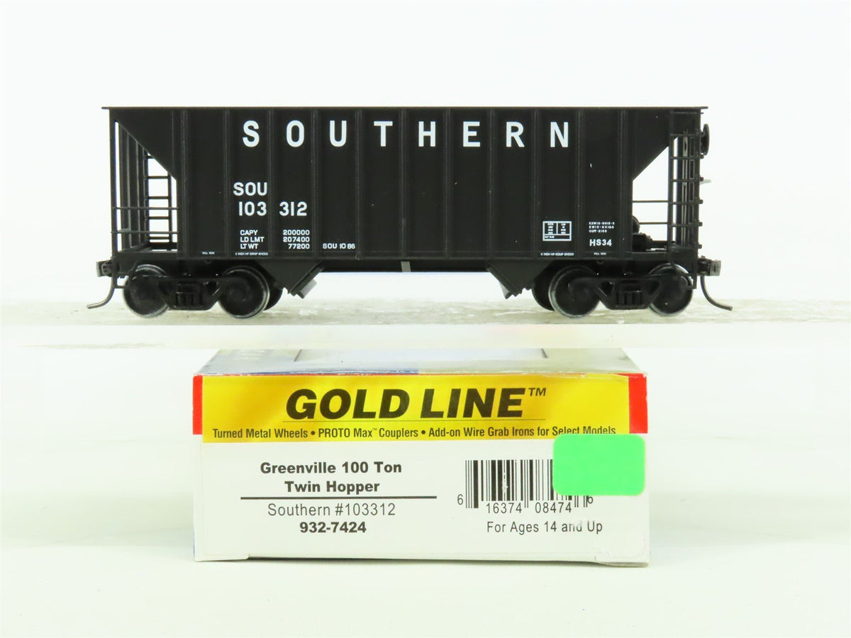 HO Scale Walthers Gold Line #932-7424 SOU Southern 2-Bay Open Hopper #103312