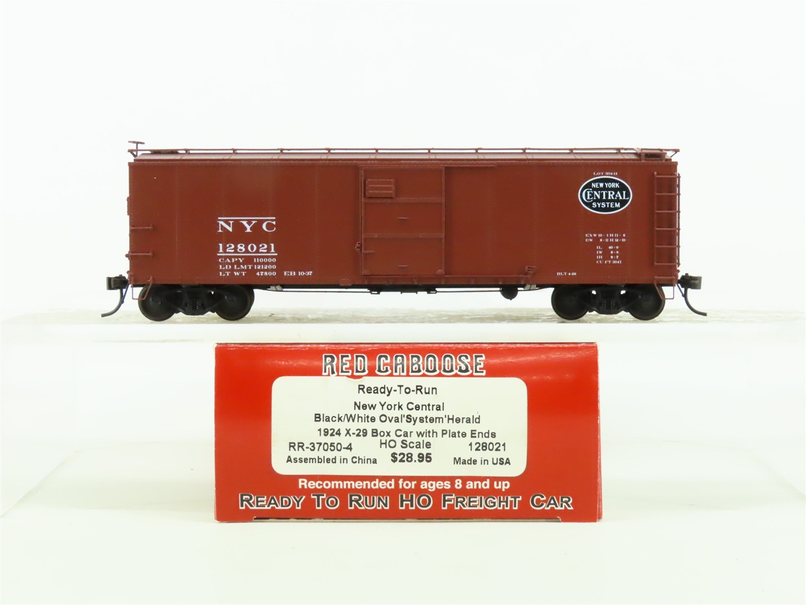 HO Scale Red Caboose #RR-37050-4 NYC New York Central Single Door Box Car 128021