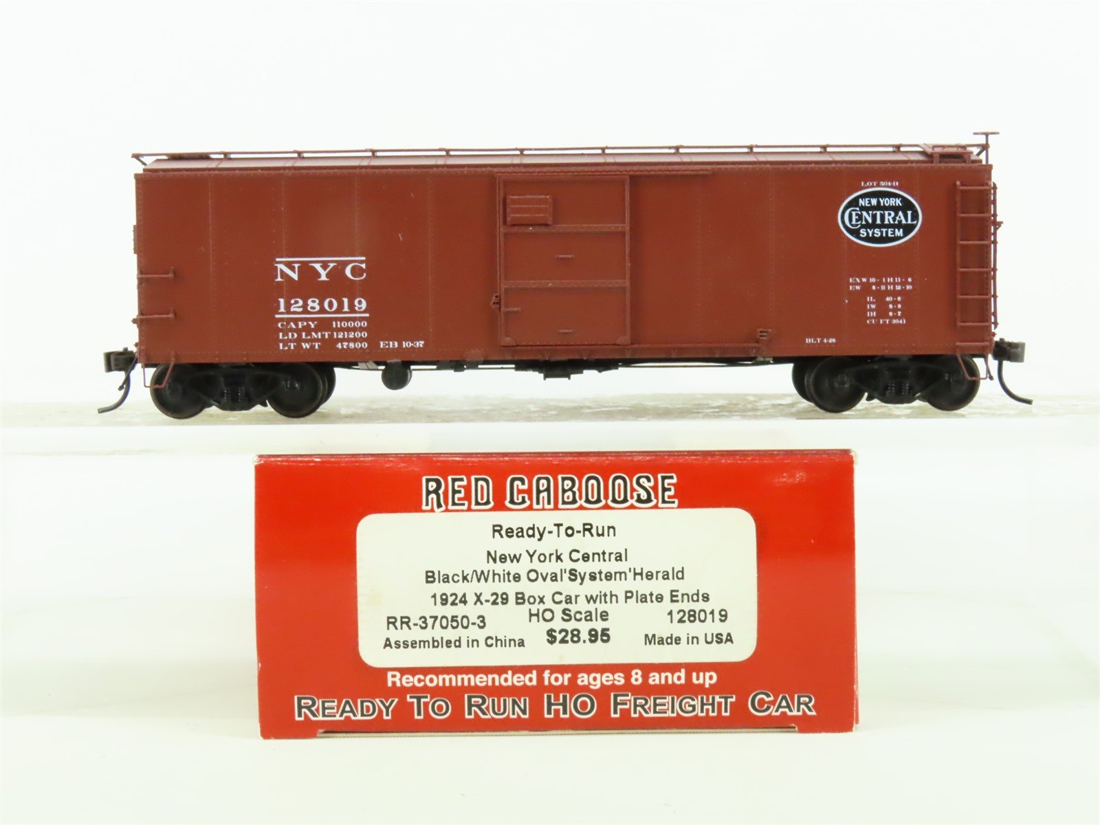 HO Scale Red Caboose #RR-37050-3 NYC New York Central Single Door Box Car 128019