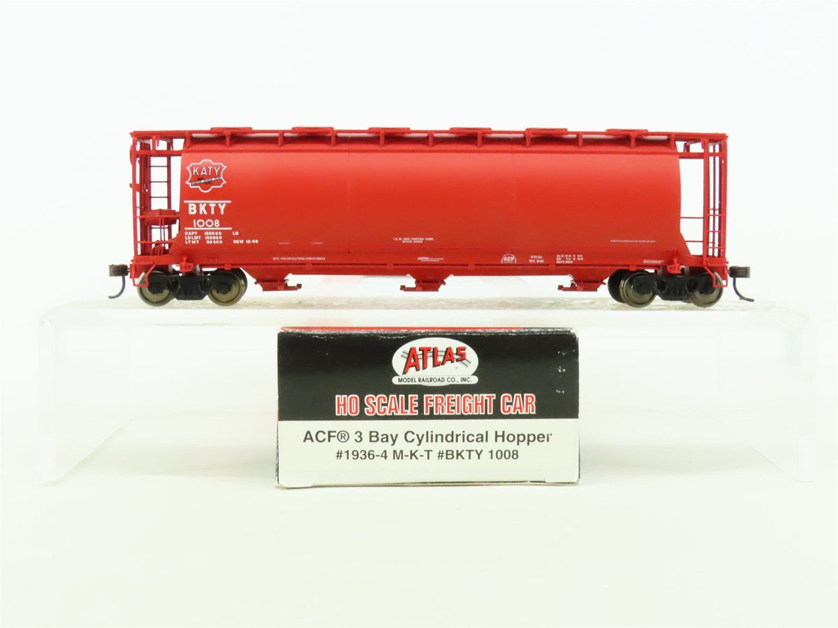 HO Scale Atlas #1936-4 BKTY M-K-T KATY 3-Bay Cylindrical Covered Hopper #1008