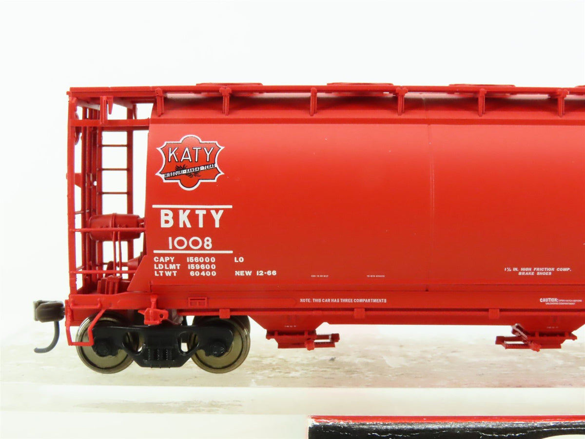 HO Scale Atlas #1936-4 BKTY M-K-T KATY 3-Bay Cylindrical Covered Hopper #1008