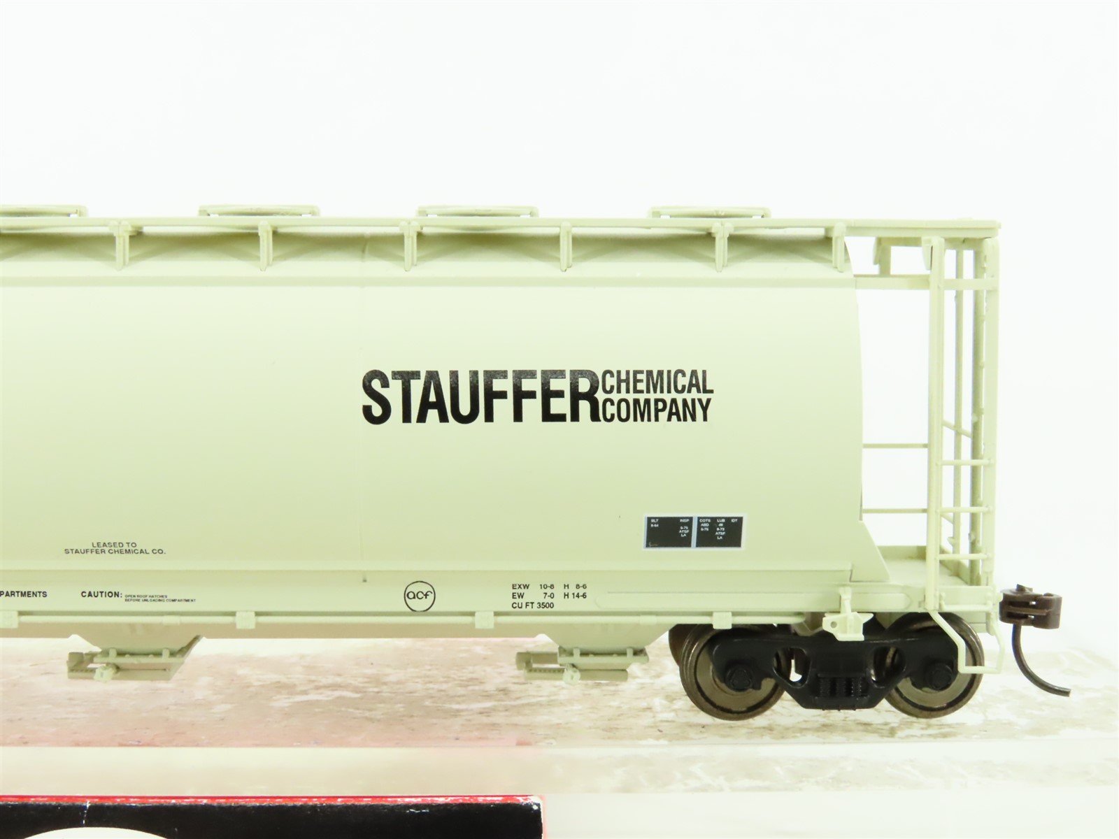 HO Atlas #1120C ACFX Stauffer Chemicals 3-Bay Cylindrical Covered Hopper #60741