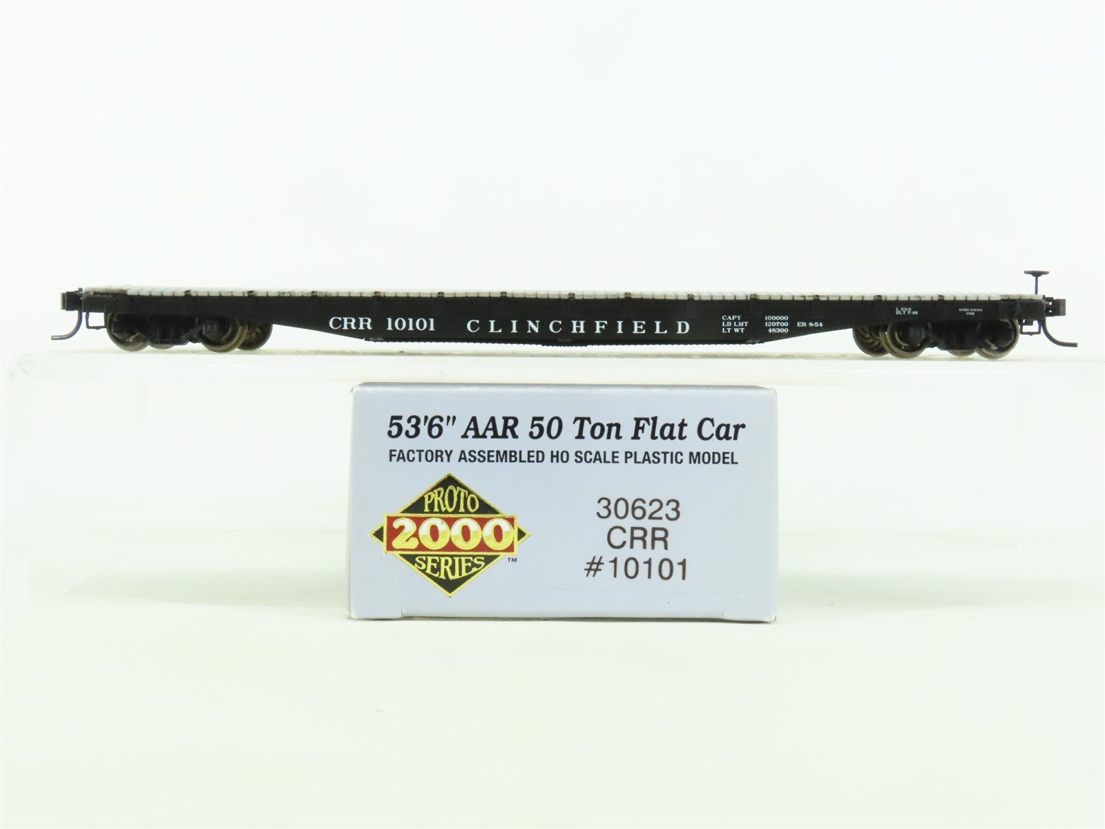 HO Scale Life-Like Proto 2000 #30623 CRR Clinchfield 50 Ton Flat Car #10101