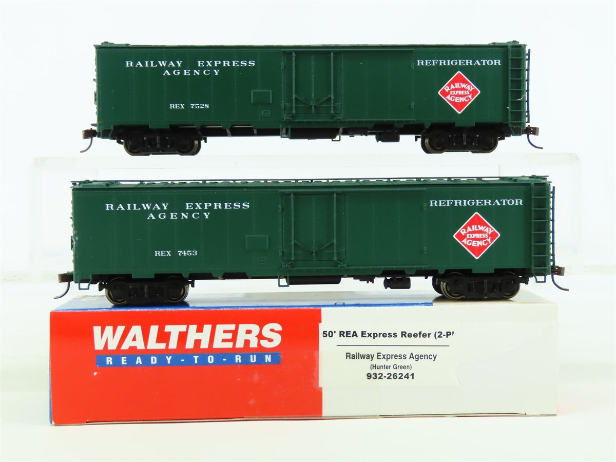 HO Scale Walthers #932-26241 REX REA Express 50&#39; Reefer 2-Pack #7453 &amp; 7528