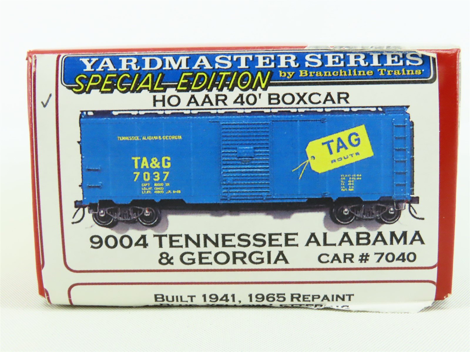 HO Scale Branchline Yardmaster SE Kit #9004 TA&G "TAG Route" 40' Box Car #7040