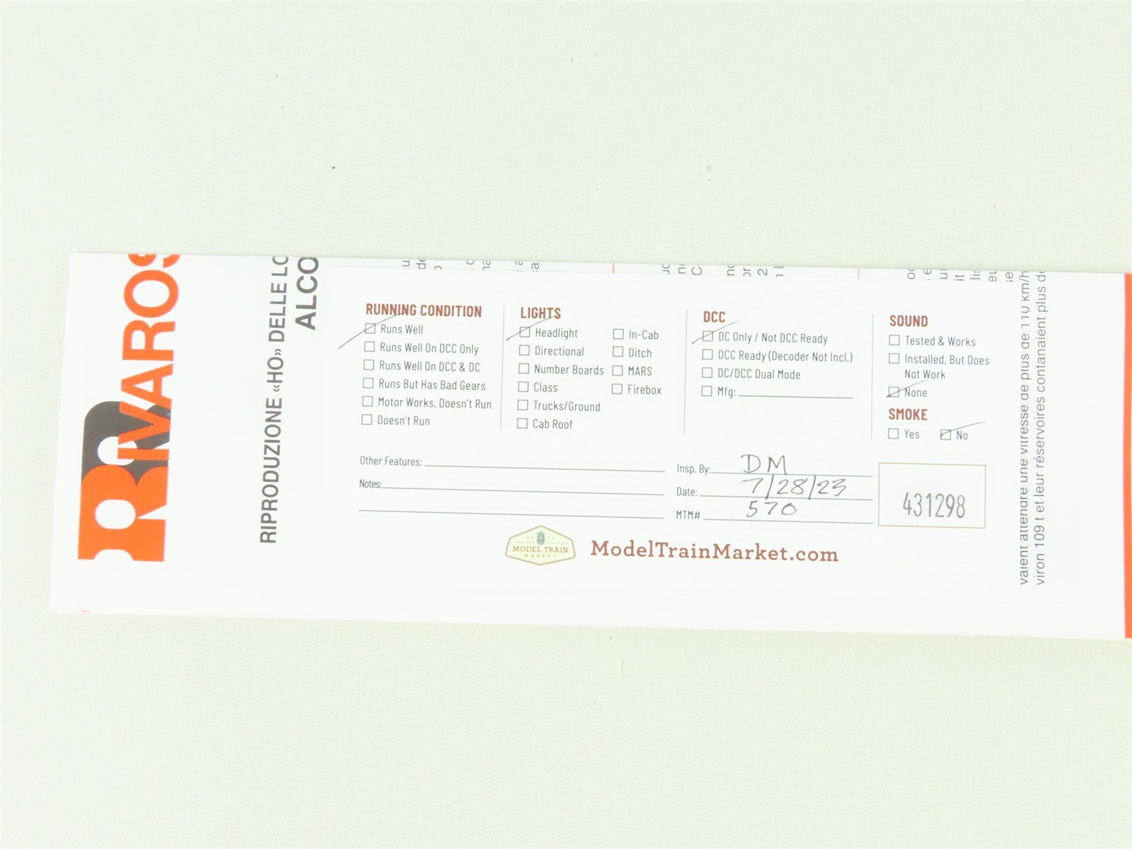 HO Scale Rivarossi 1871 L&N Louisville & Nashville ALCO C-420 Diesel #1301