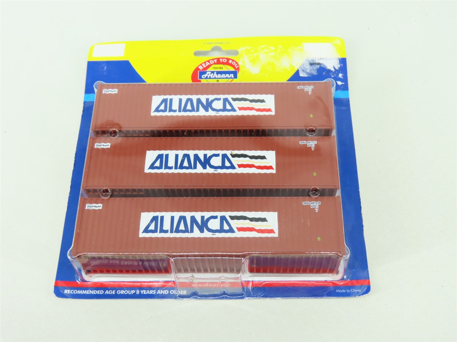 HO 1/87 Scale Athearn 2811 ALIANCA 40' Corrugated "Dry Box" Container 3-Pack