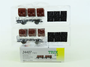 HO Scale Trix 24407 DB German Era IV Coal Tub Container Cars w/Load 2-Pack