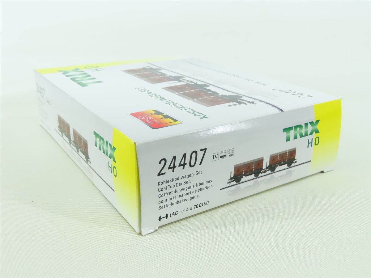 HO Scale Trix 24407 DB German Era IV Coal Tub Container Cars w/Load 2-Pack