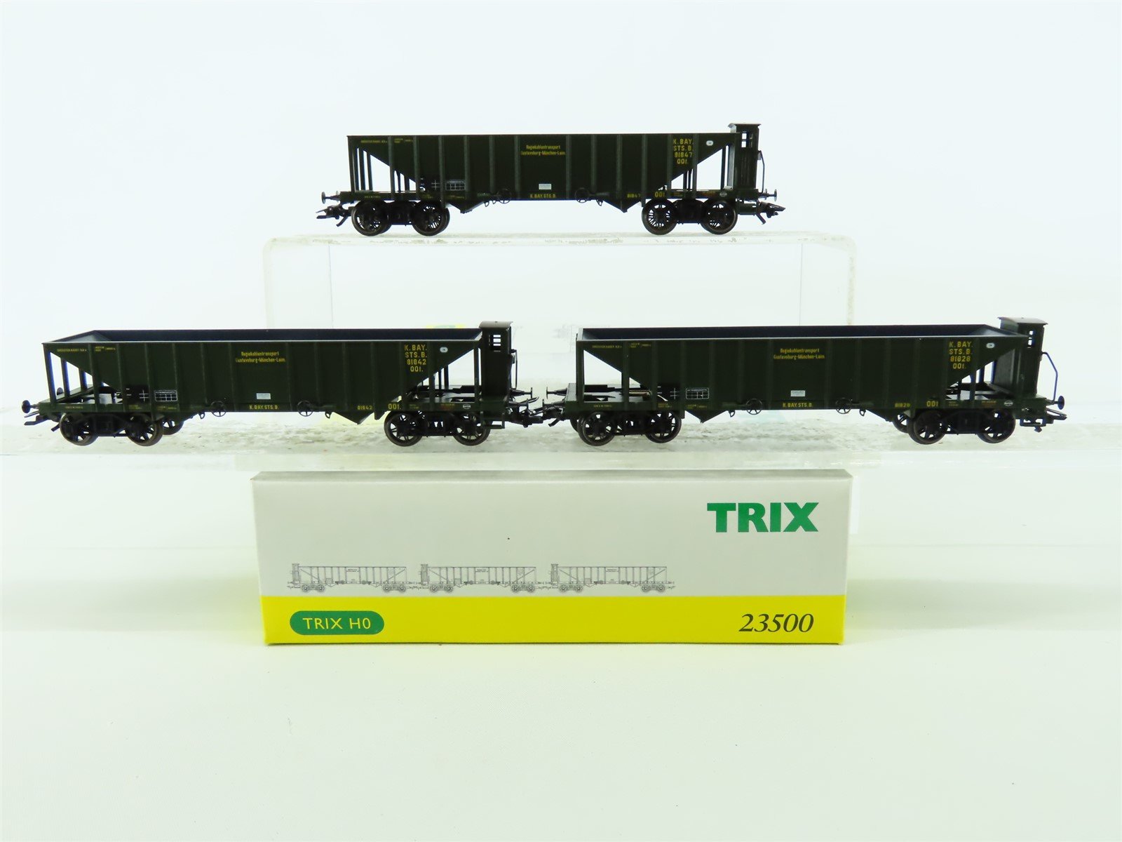 HO Scale Trix 23500 K.Bay.Sts.B. Royal Bavarian 2-Bay Type OOt Hoppers 3-Car Set