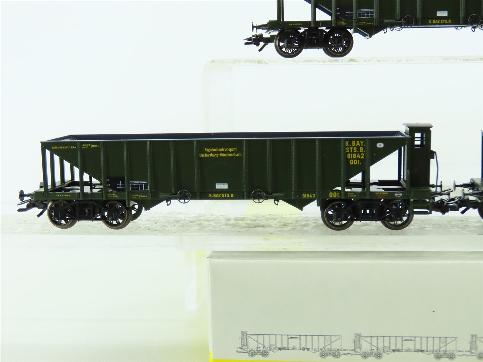 HO Scale Trix 23500 K.Bay.Sts.B. Royal Bavarian 2-Bay Type OOt Hoppers 3-Car Set