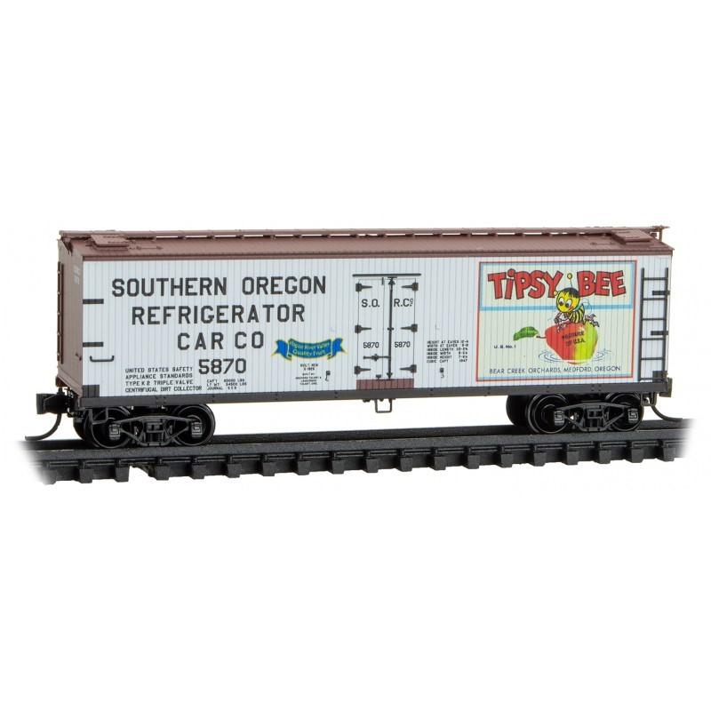 N Micro-Trains MTL 04900941 SORC Southern Oregon Tipsy Bee 40' Wood Reefer #5870