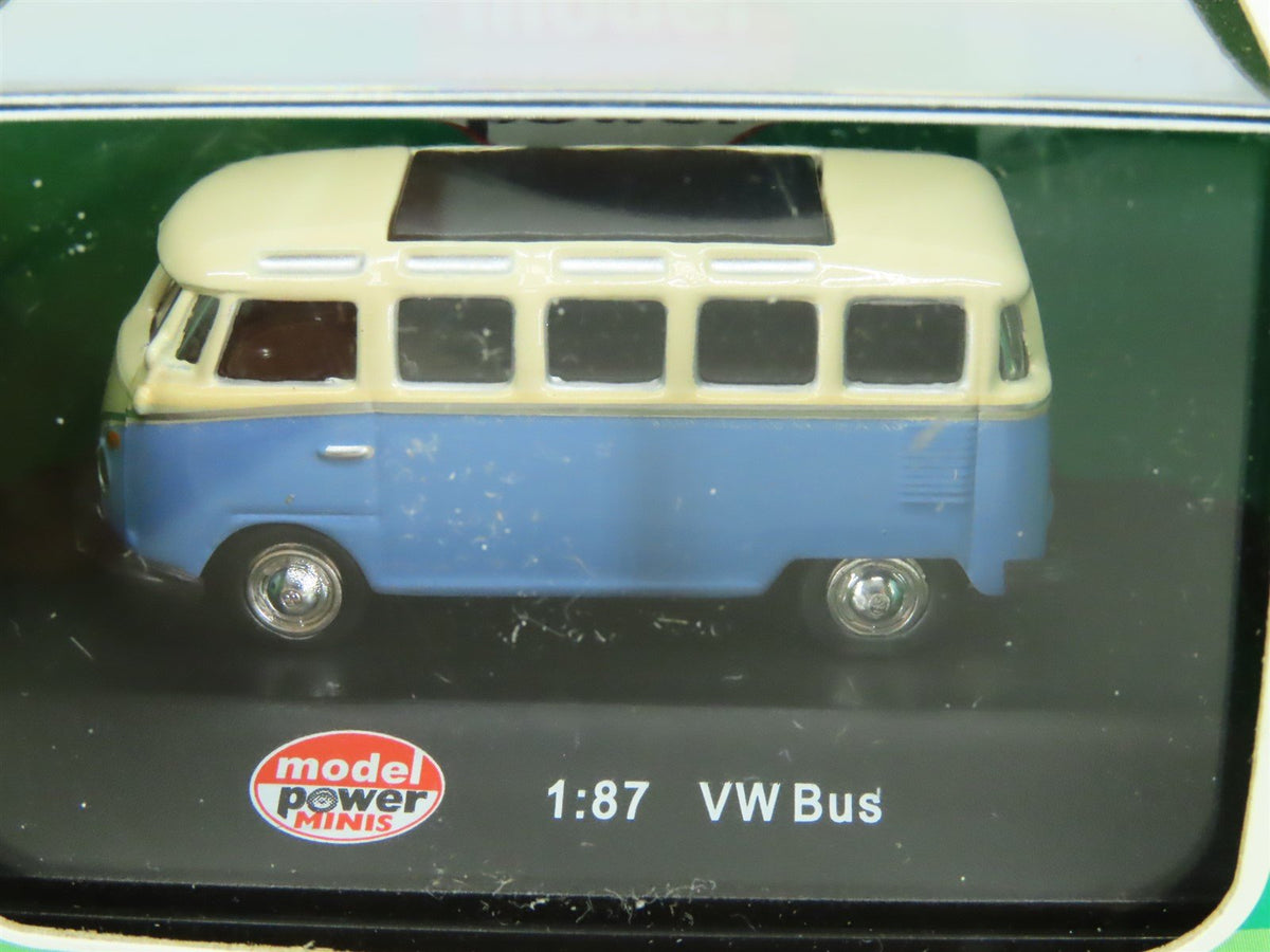 HO Scale Model Power Minis #19161 Volkswagen VW T1 Samba Bus - Blue/White